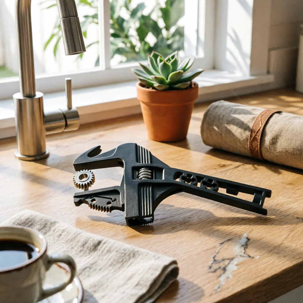 Sanitary Wrench Alloy Steel Plumbing Wrench Adjustable Spanner Non-Slip Tool Compact for Plumbers, Bathroom Repair
