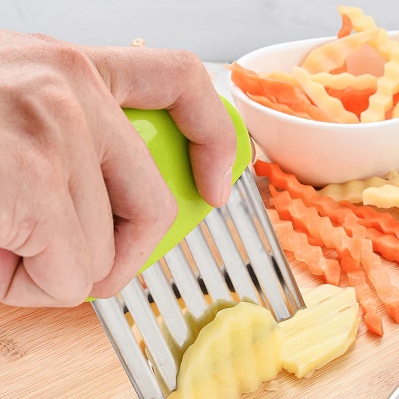 Nóż do frytek ze stali nierdzewnej trwały frytka ziemniaczana krajalnica w kształcie fali ziemniaczanej artefakt nóż do ziemniaków akcesoria kuchenne