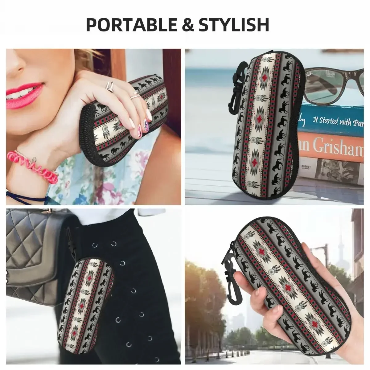 مخصص العرقية القبلية الحصان نمط النظارات حالة النظارات النساء الرجال لينة النظارات الشمسية صندوق واقي #6