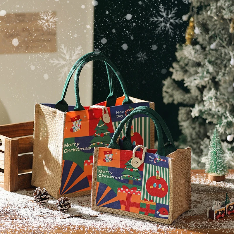 แฟชั่น Creative Christmas Eve Tote กระเป๋าน่ารักกระเป๋าขนาดใหญ่ความจุกระเป๋าถือขนาดเล็กแบบพกพาการ์ตูนพิมพ์มือถือของขวัญกระเป๋า