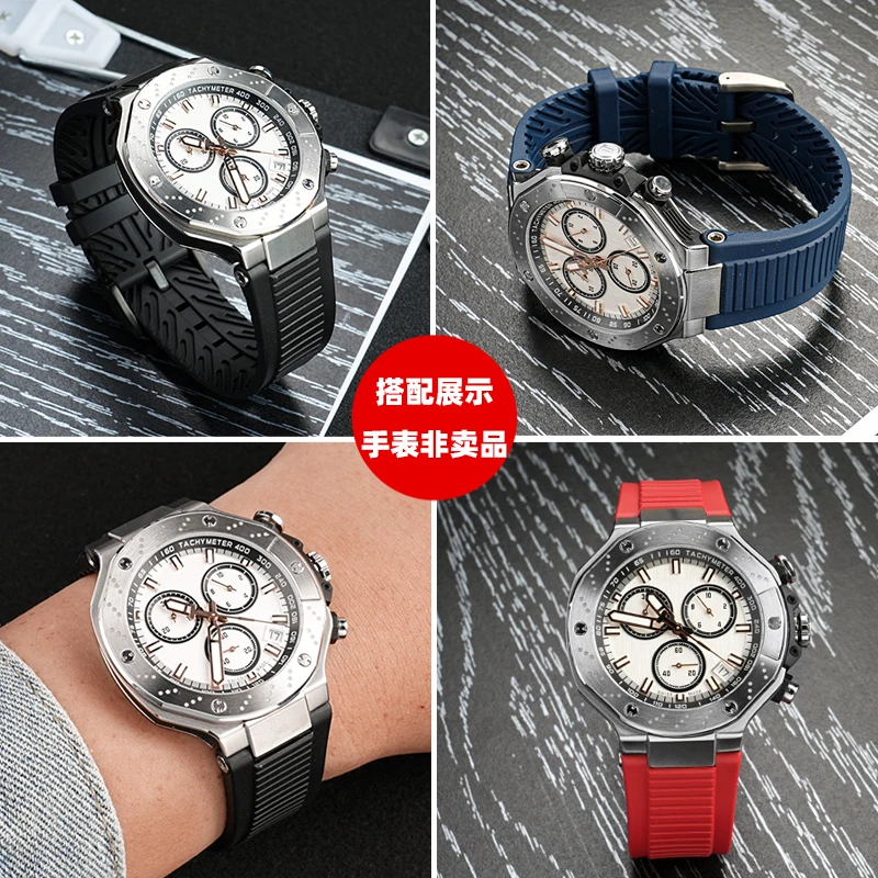 Para TISSOT 1853 T-Race Correa de reloj de goma de 24 mm compatible con la serie T141 (T141.417A/T141.427) – Correa de silicona Diseño cóncavo