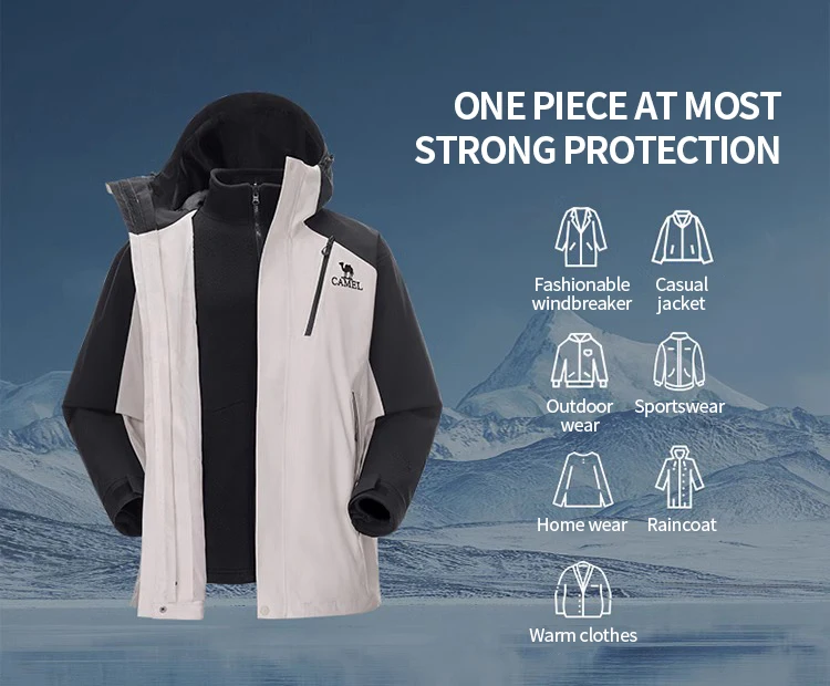 GOLDEN CAMEL Outdoor Hiking Jackets for Men Three-in-One Waterproof Fleece Jacket Women Windbreakers Warm 2024 Star Same Style