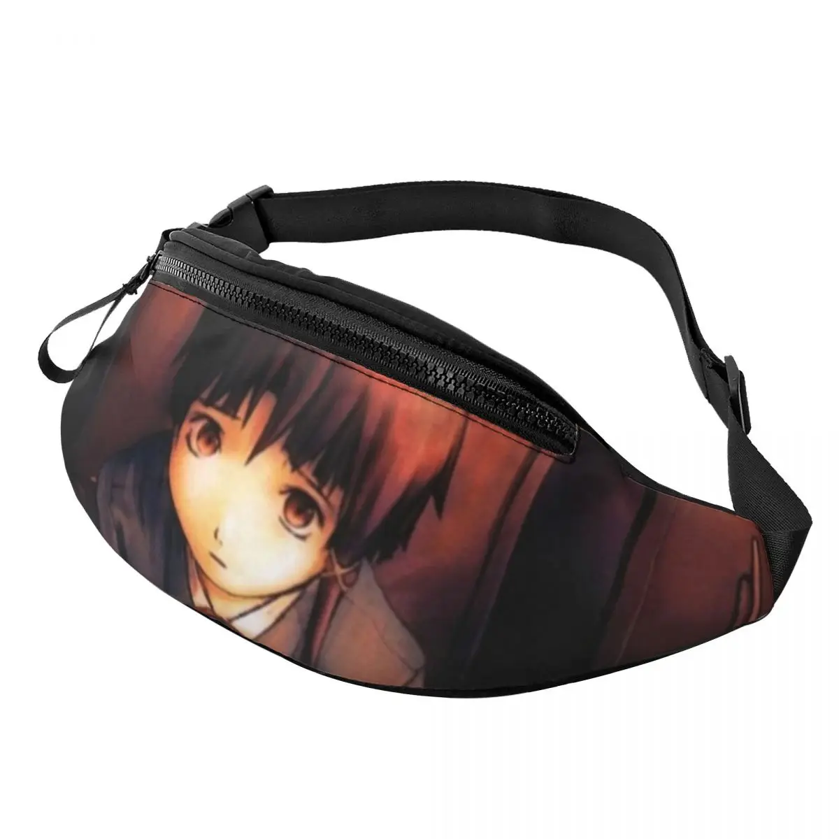 

Serial Experiments Lain Waist Bag Anime Bicycle Woman Waist Pack Polyester Funny Bag