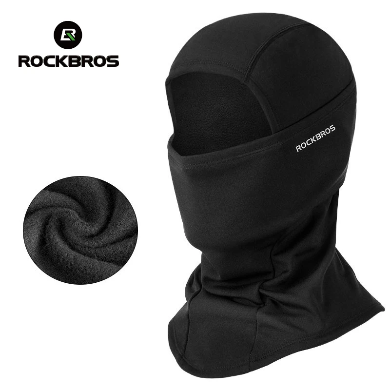 ROCKBROS – Masque de cyclisme en polaire thermique garde au chaud coupe-vent cagoule chapeau pour le ski et la pêche