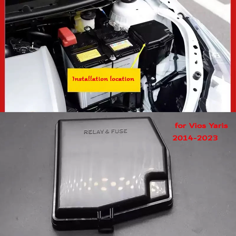 Car Accessories battery fuse cover for Toyota Vios Yaris 2014-2023, battery positive protective shell cover