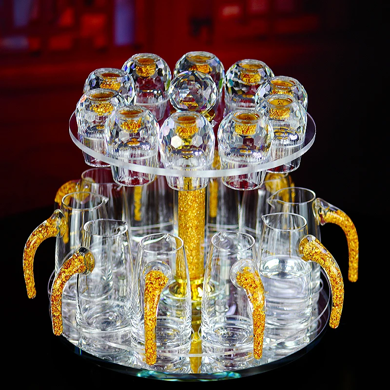مجموعة كؤوس الخمور الكريستالية الماسية الفودكا شوت ويسكي ساكي سوجو براندي كوب شاي 15 مل - كؤوس متنوعة لنبيذ الأرواح #1