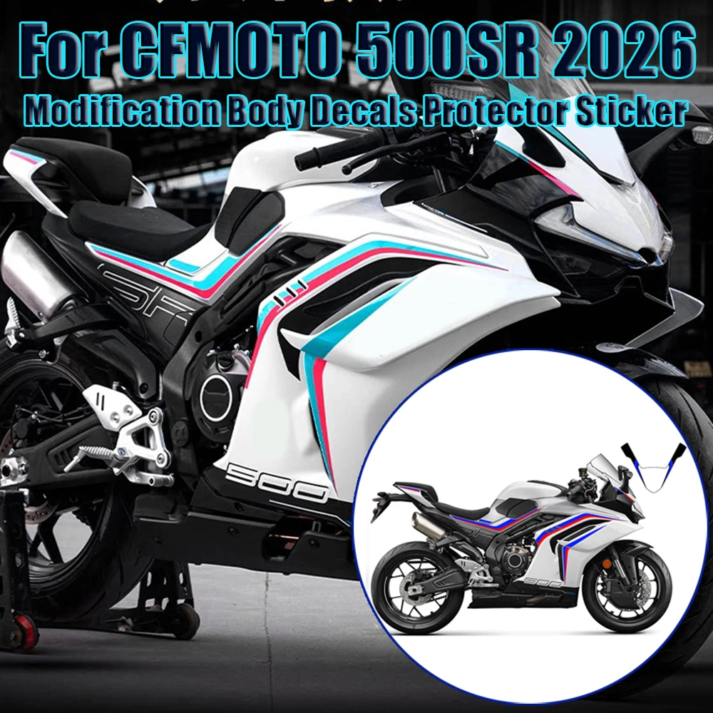 

Для CFMOTO 500SR 500 SR 500-SR 2026: Наклейки на переднюю часть кузова, декоративные стикеры, аксессуары для модификации