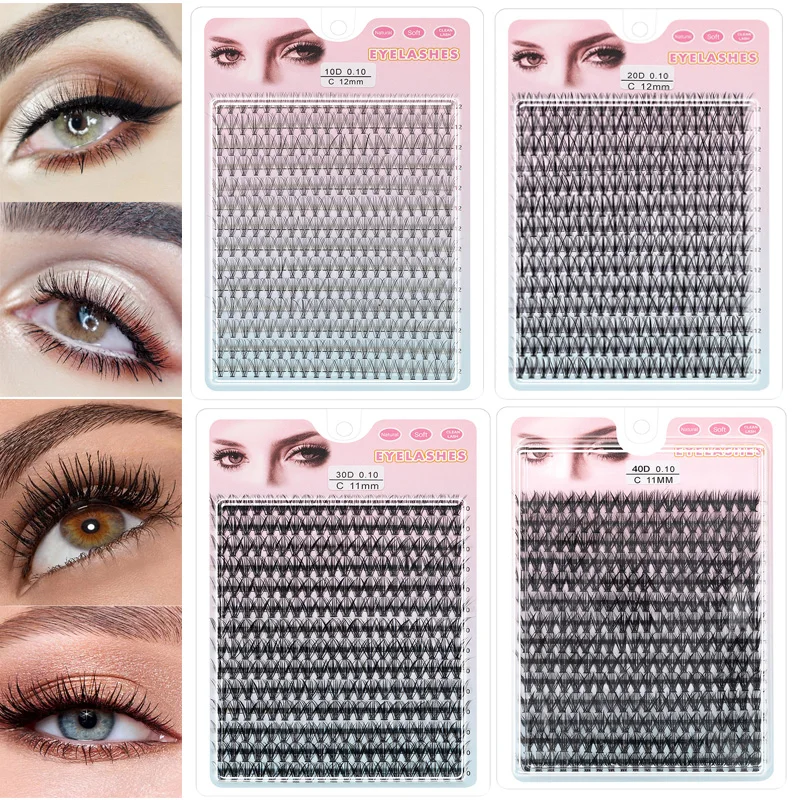 14 Rows 280 Clusters 10/20/30/40D Mix 9-16mm Cluster Lashes Extension Natural Thick Fake Eyelash 3D Strip Individual Lashes Hot