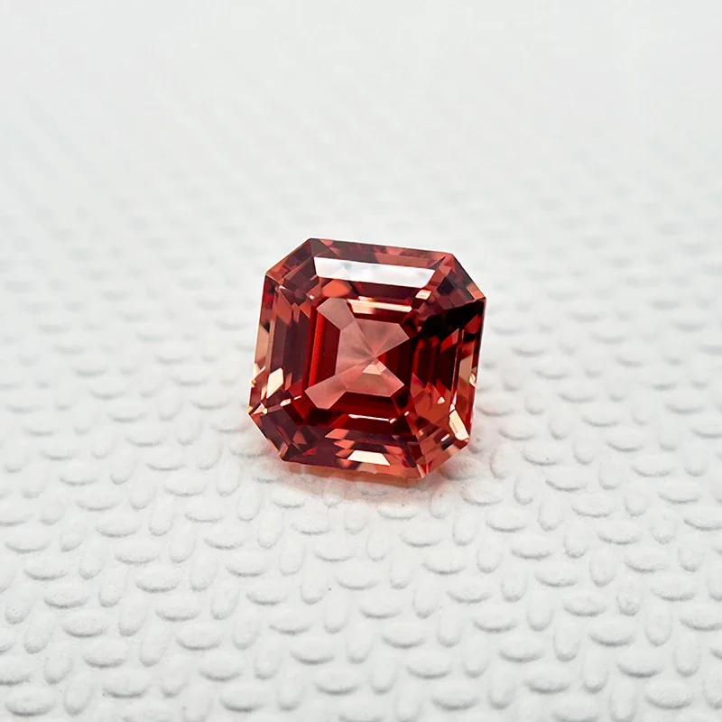 Top Laborgezüchteter Saphir Asscher-Schliff Sonnenuntergangs-Orange Farbe Wählbares Zertifikat – Detail 7