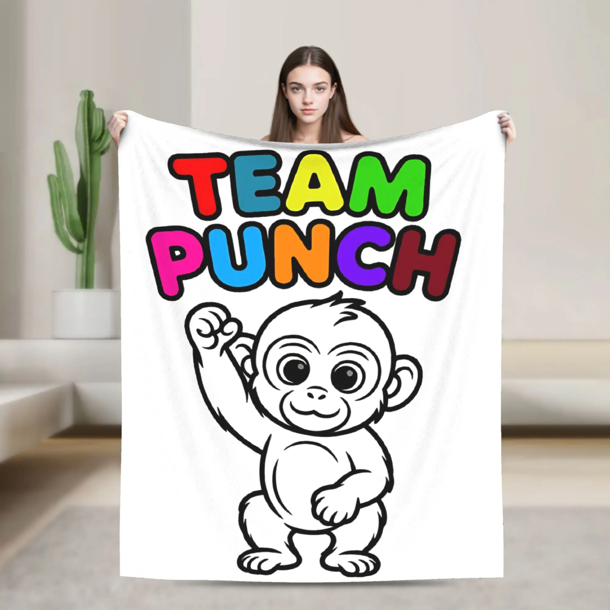 

Team Punch Monkey Coral Fleece Plush Throw Blanket Blankets for Sofa Office Super Soft Bed Rug,