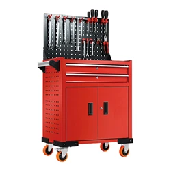 2-Drawers Garage Tool Chest 480lbs Load Capacity Tool Cabinet with Back Panel Heavy Duty Mechanic Rolling Tool Box