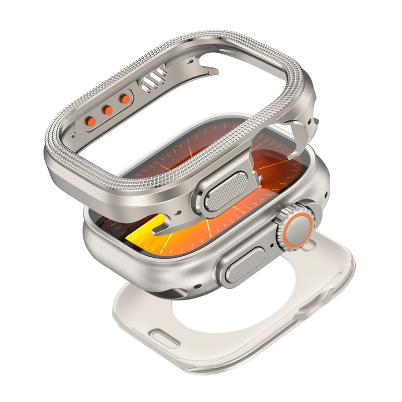 Super Sale 2 in 1 Metal Case for Apple Watch Ultra 3/2/1 49mm with Back Cover, Rugged Protective Bumper Cover for IWatch 49mm