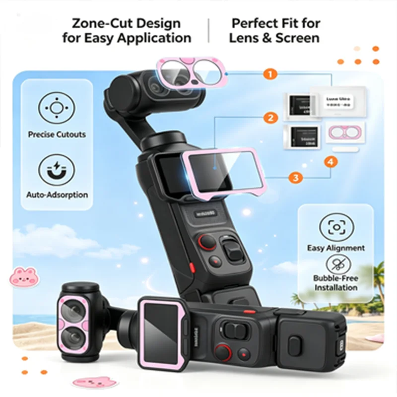 For The Insta360 Luna Ultra Camera High-definition Screen Film Full-screen Coverage Of Cartoon Printed Personalized Tempered Fil