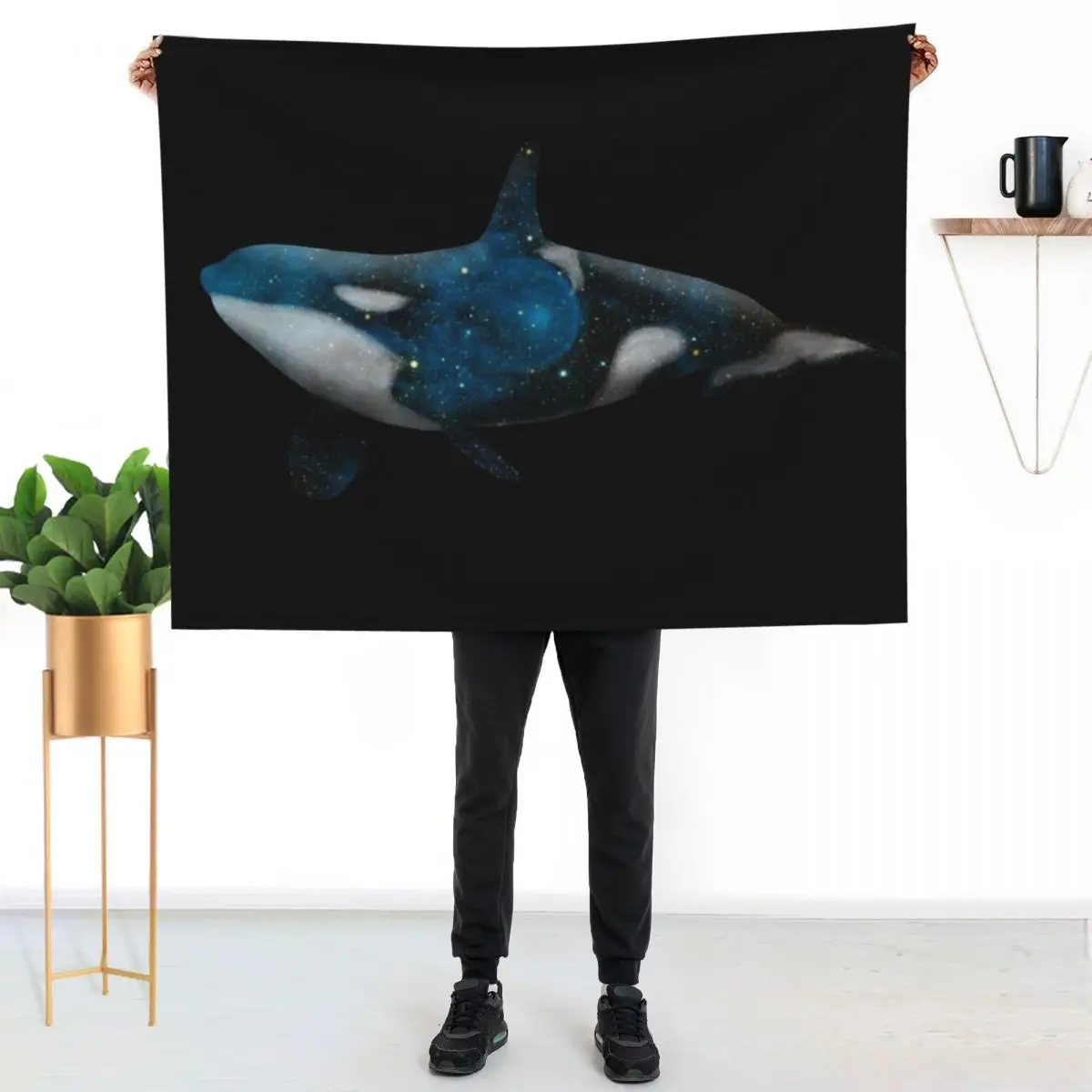 

Galaxy Orca Throw Blanket Warm Plush Fuzzy Blanket for Living Room