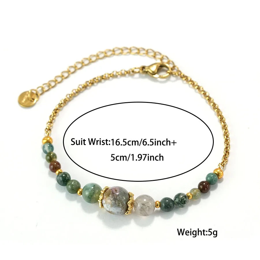 رائعة الحجر الطبيعي سوار مُزين بالخرز للنساء قابل للتعديل سلسلة ذهبية اللون الهندي العقيق كريستال أنيقة مجوهرات الحفلات هدية