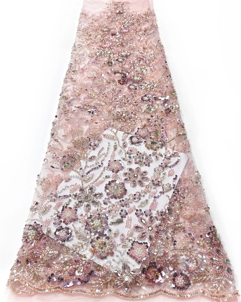 

Элегантная мягкая сетчатая кружевная ткань с блестками и бусинами для свадебного вечернего платья - новейшее качество из Австрии