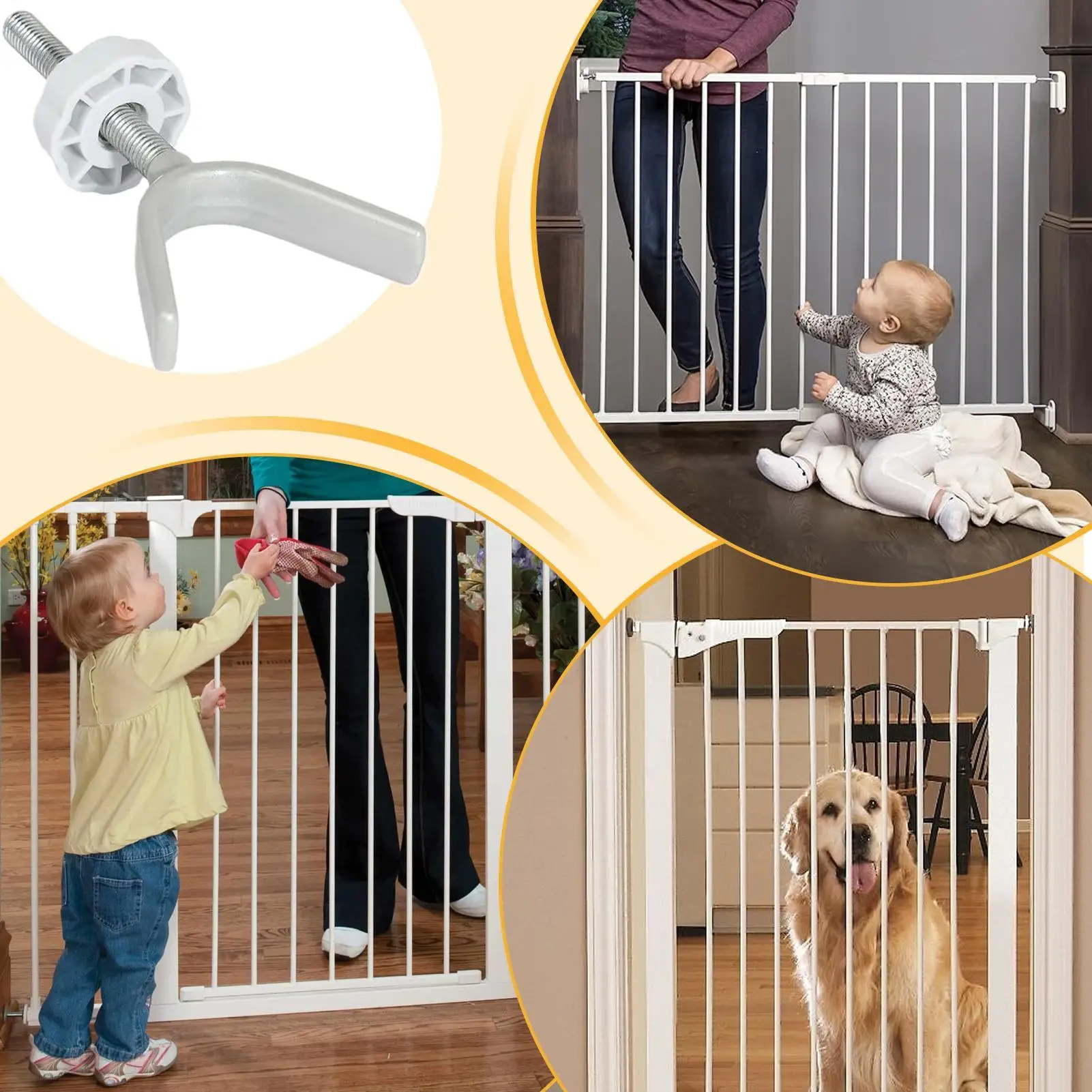 Adaptador de barreira para portão de bebê, 4 peças, estabilizador de barreira para animais de estimação, à prova de crianças, para trilhos, deck interno e externo, varanda