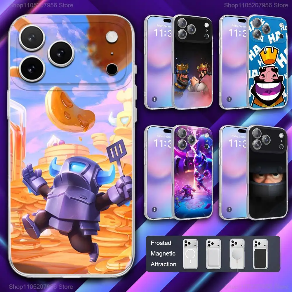 

C-Clash Game R-Royale Phone Case For iPhone 11,12,15,14,13,17,16,Pro,Plus,E,Max,Air,Mini Magnetic Frosted Cover
