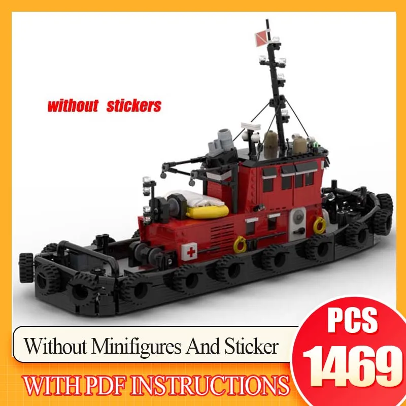 

1469PCS Clearance small particle assembly building blocks port tugboat fishing boat model toys gift Birthday