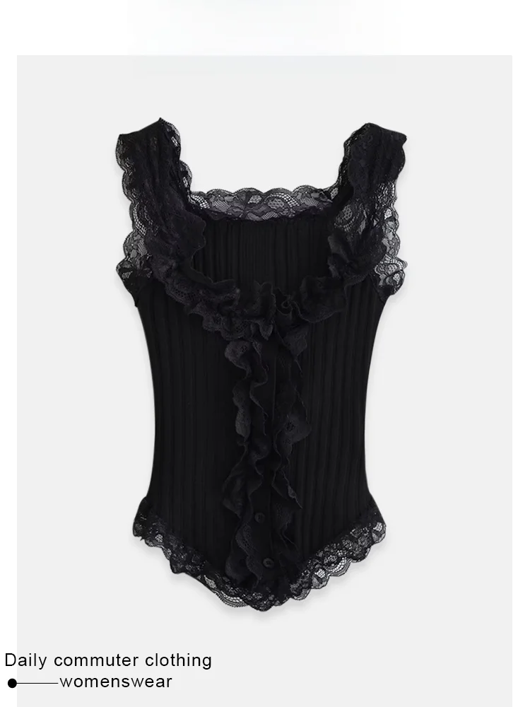 White Lace Trim Halter Vest Women Summer Outerwear Asymmetrical Waist Cinch Slimming Pure Desire Top Coshehkg