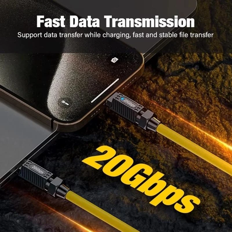 USB 3.2 20GBPS USB C إلى USB C كابل الربيع القابل للسحب PD3.1 140W نقل بيانات السيليكون استبدال كابل الشحن السريع K1KF