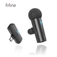 FIFINE Wireless Lavalier Microphone for Phone/Tablet,Type-C Condenser Mini Mic for Video, Interview, Vlog, YouTube, Recording-M6