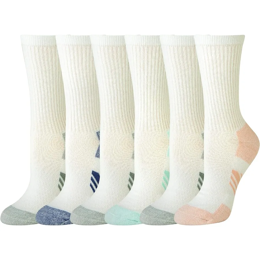 

Women's Performance Cushioned Breathable Cotton Athletic Crew Sports Socks 6 Pairs for Running Walking Gym Training Comfortable
