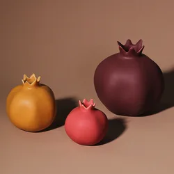 Morandi Colored Ceramic Pomegranate Ornaments Room Home Living Room Creative Atmosphere Fun Fruit Decoration Minimalist Style