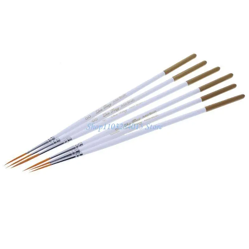6 Stücke Runde Pinsel Haken Linie Stift Künstler Nylon Haarfarbe Set Zeichnen Malerei Handwerk