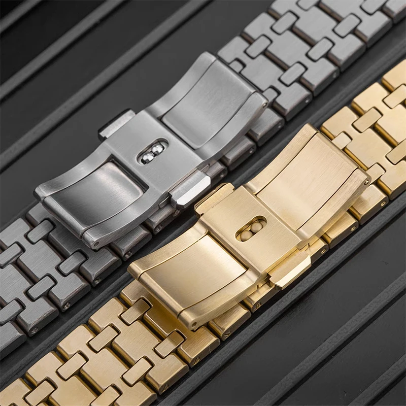 로얄 오크 GA-2100 베젤 단추 숨겨진 디자인 케이스, GA2100, 2110 수정 스테인레스 스틸 티타늄 합금 케이스 스트랩 세트 팔찌