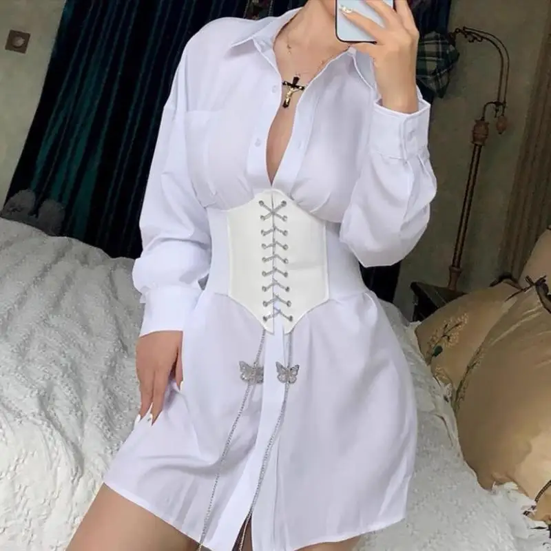 المرأة مثير مشد Underbust القوطية فراشة سلسلة منحنى المشكل حزام التخسيس