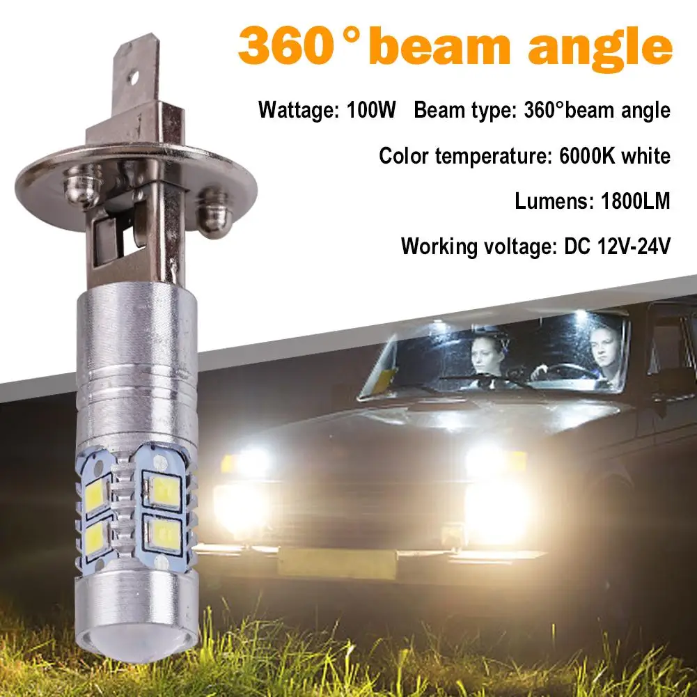 360°beam Angle H1 LED Headlamp Beam Bulbs Truck Fog Auto Light SUV Headlamp Waterproof High Temperature Resist Car Accessories