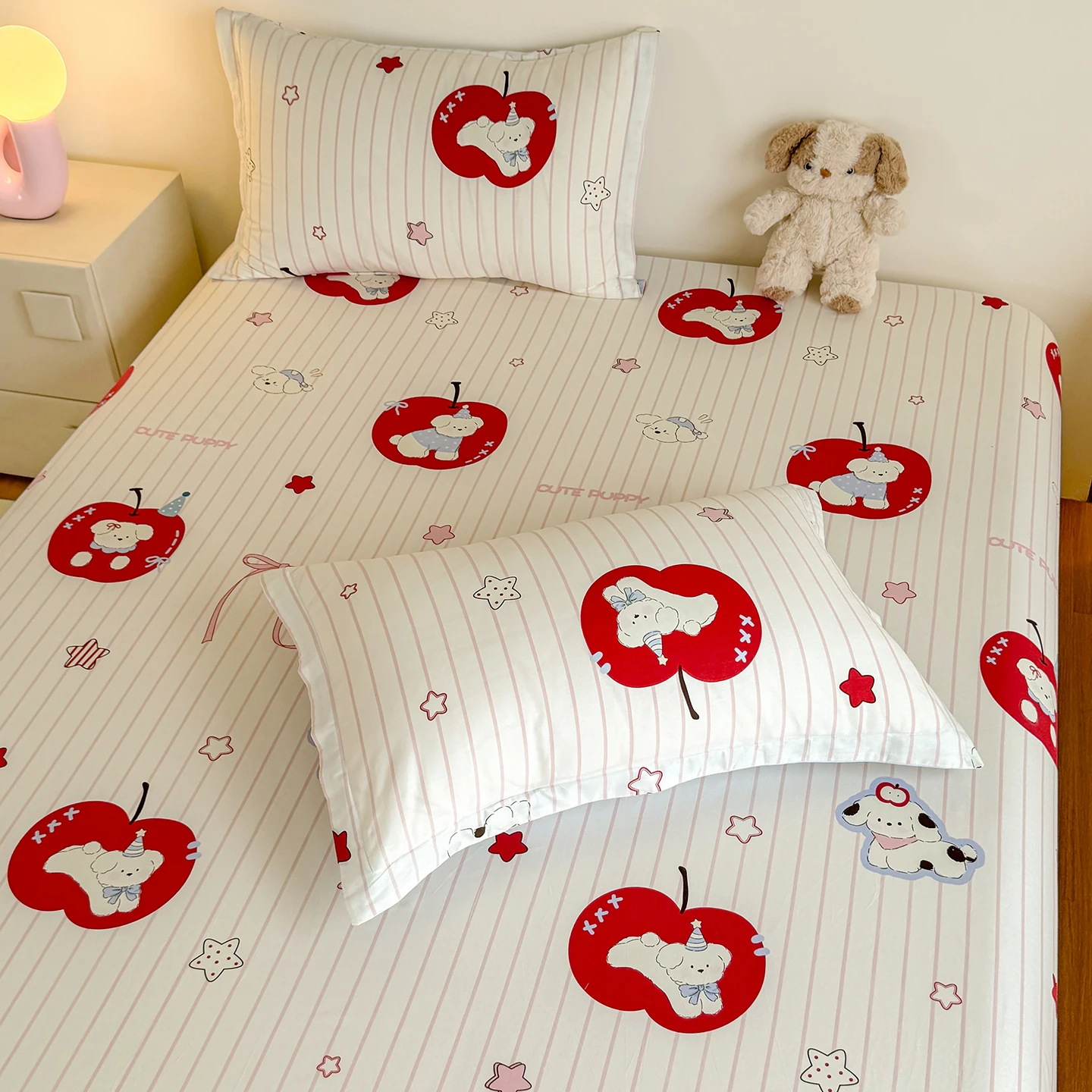 100% Cotton Fitted Sheet Breathable Lençol De Cama De Casal Single/Queen/King Size Cartoon Style Bed Sheet Soft Постельное Белье