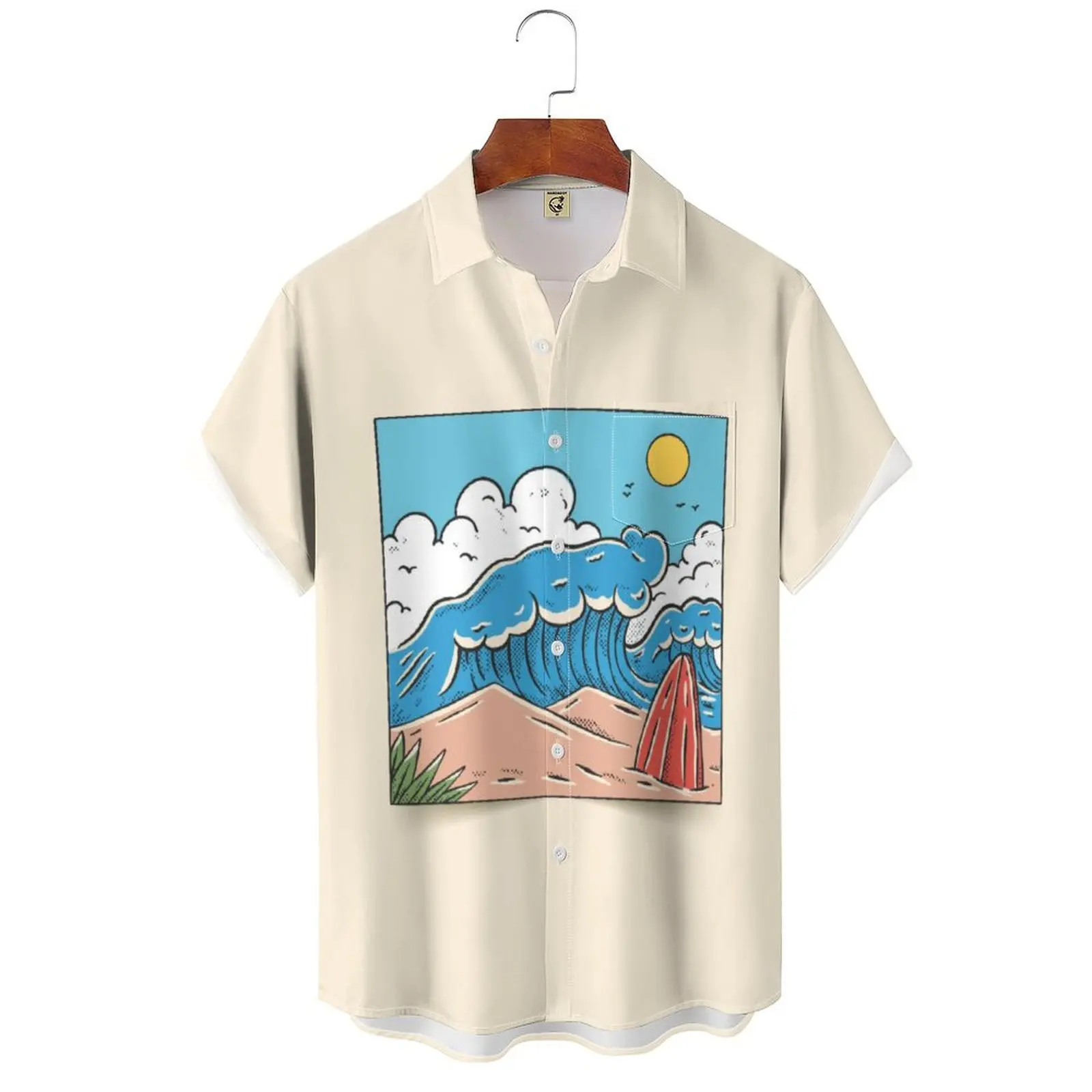 Japanese Sea Ocean Wave Graphic Shirt Men Kids 3D Print Vintage Hawaiian Beach Shirts Short Sleeve Women Lapel Tops Clothing