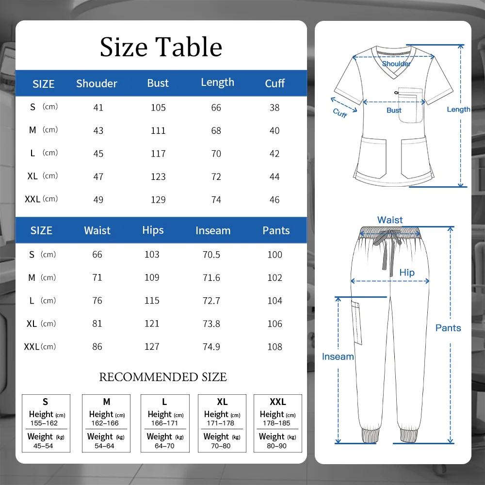 Nurse Uniform Elatic Solid Color Tops Pants Woman Dental Clinic Doctor Work Clothes Pet Hospital Vet Medical Uniforms Scrubs Set