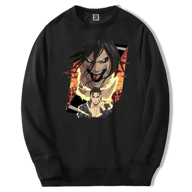 

Attack on Titan Japan Anime Mens Simple Printing Sweatshirts Hoodie AttackTitan Eren O-Neck Sportswear Men Casual Streetwear