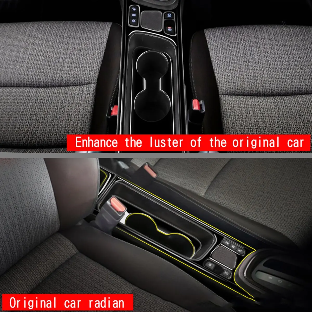 Car Center Console Water Cup Holder Decoration Cover Trim Sticker for Toyota Yaris Cross RHD 2022 Bright Black Outside