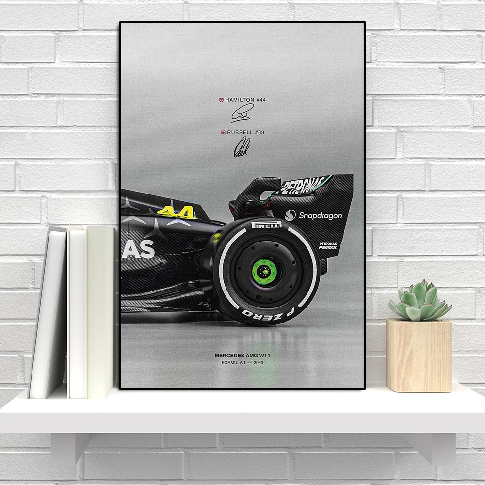 Póster de carreras de Hamilton Racing, pintura en lienzo de Fórmula 1 F1 de la temporada 2023, supercoche de carreras, coche deportivo, arte de