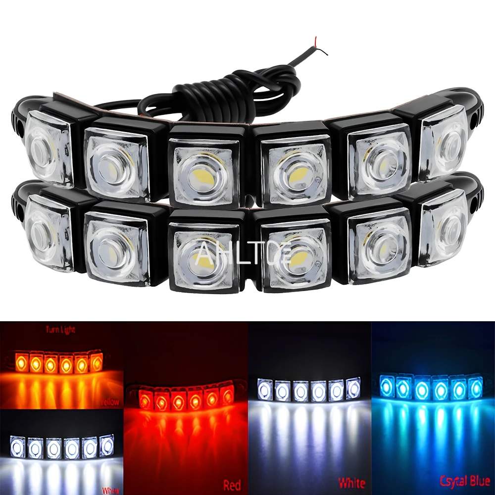 1pcs Car DRL Daytime Running Lights Flexible 6LED Waterproof Colorful headlight Driving Fog Bulb Turn Signal Lamp Auto Styling