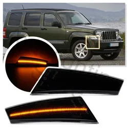 2PCS Smoked lens Side Marker LED Lights For Jeep Cherokee Liberty(KK) 2008 2009 2010 2011 2012 Front Bumper Turn Signal Lamp