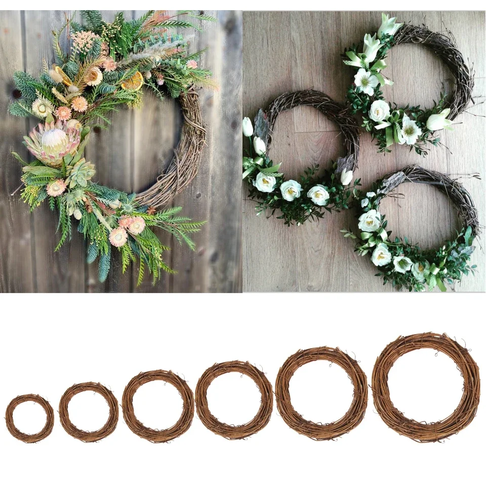 

Christmas Natural Rattan Wreath Pine Branches Berries Cones For Christmas Wreath Supplies DIY Home Door Party Decorations