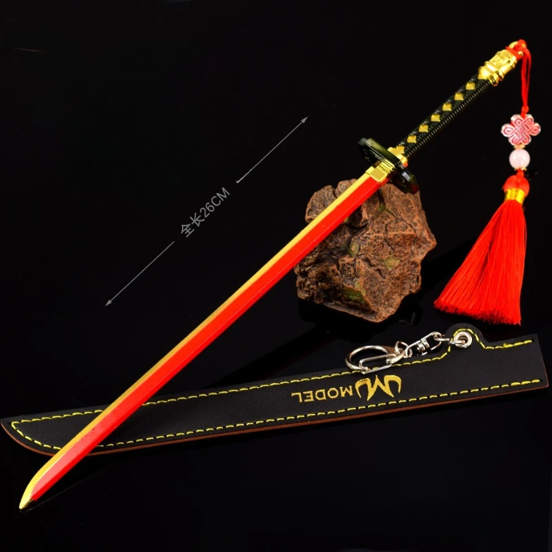26cm/10.24in Dungeon Game Peripheral Weapon Model Flowing Star Meteorite Knife Leather Cover Version Metal Handicrafts Ornaments