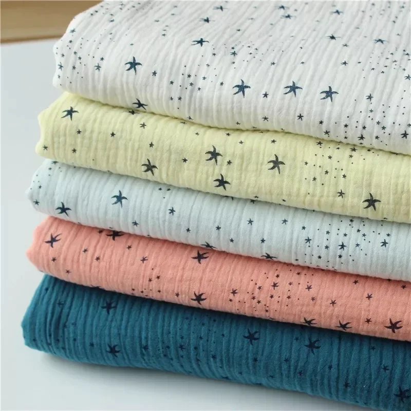 5 Meters  100% Cotton Pattern Double Gauze Soft Fabric 140 cm 55'' Width 125 Gsm Baby Blanket Sewing Fabric Sample Test CD05A