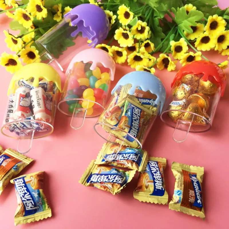 12pcs Creative Cute Plastic Ice Cream Candy Boxes for Wedding Baby Shower Children Birthday Party Candy Container Sweets Case