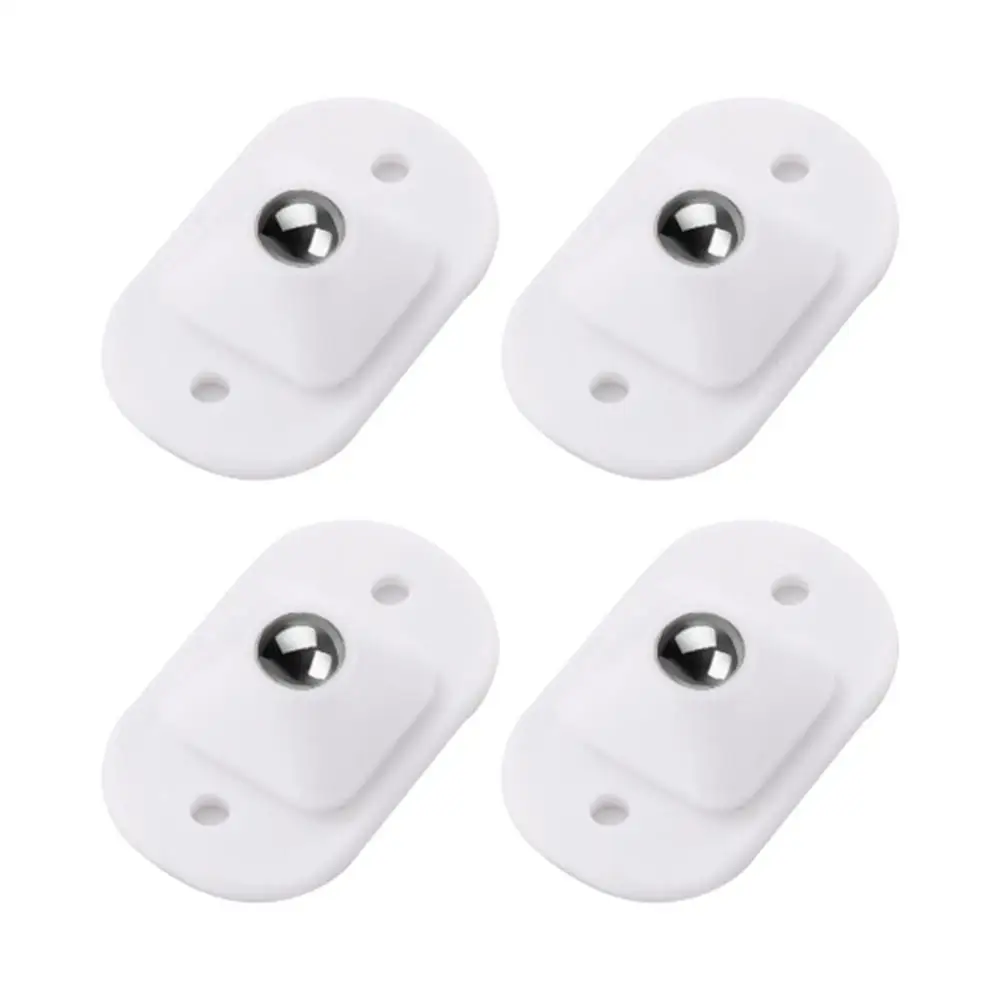 4pcs Mini Non-perforated Adhesive Single Bead Universal Pulley with Rotated 360 Degrees for Storage Box / Furniture