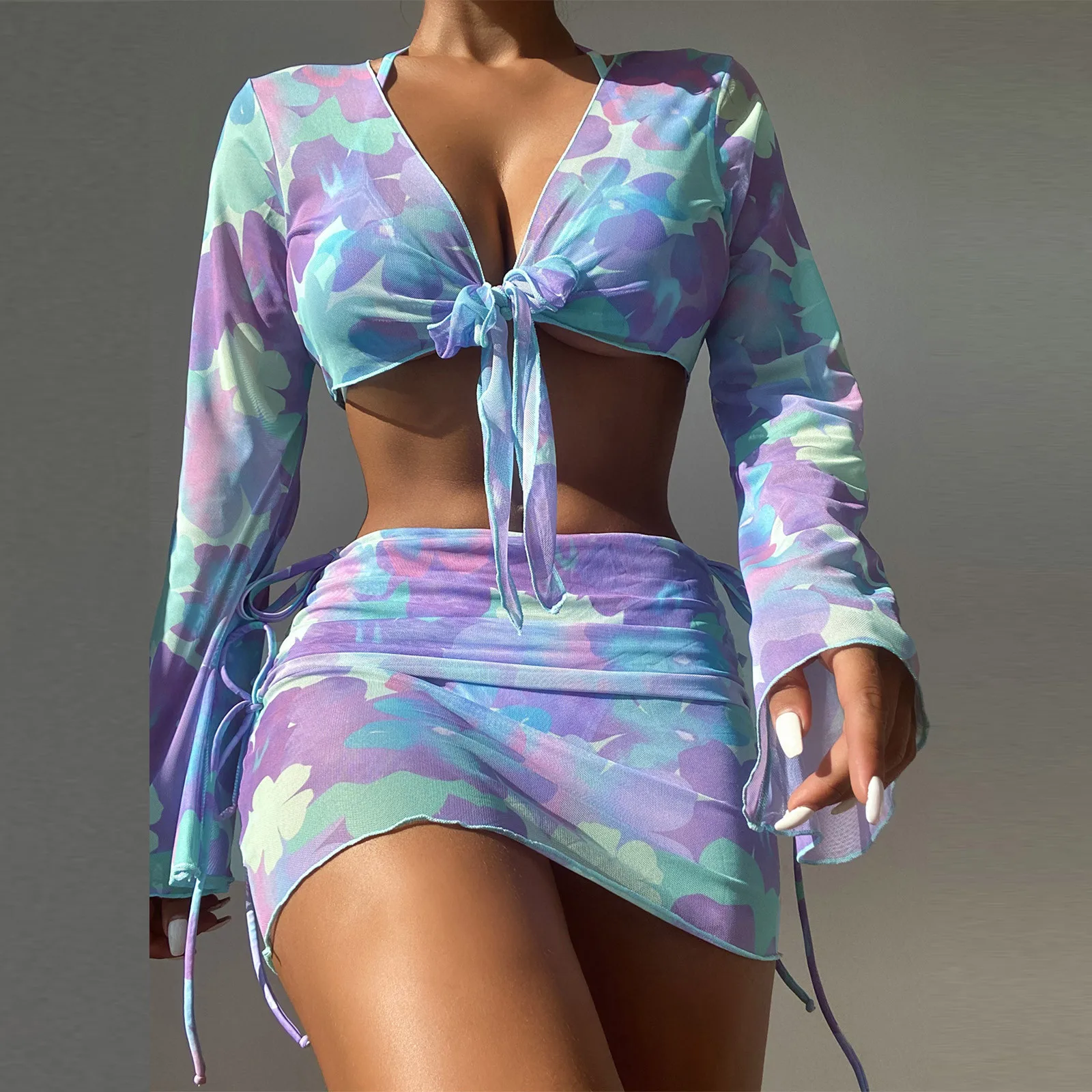 Swimwear Women Sexy SurfingTwo Piece Swimsuit Long Sleeves 2023 Bathing Suit Retro Swimsuit Vintage Beachwear Female