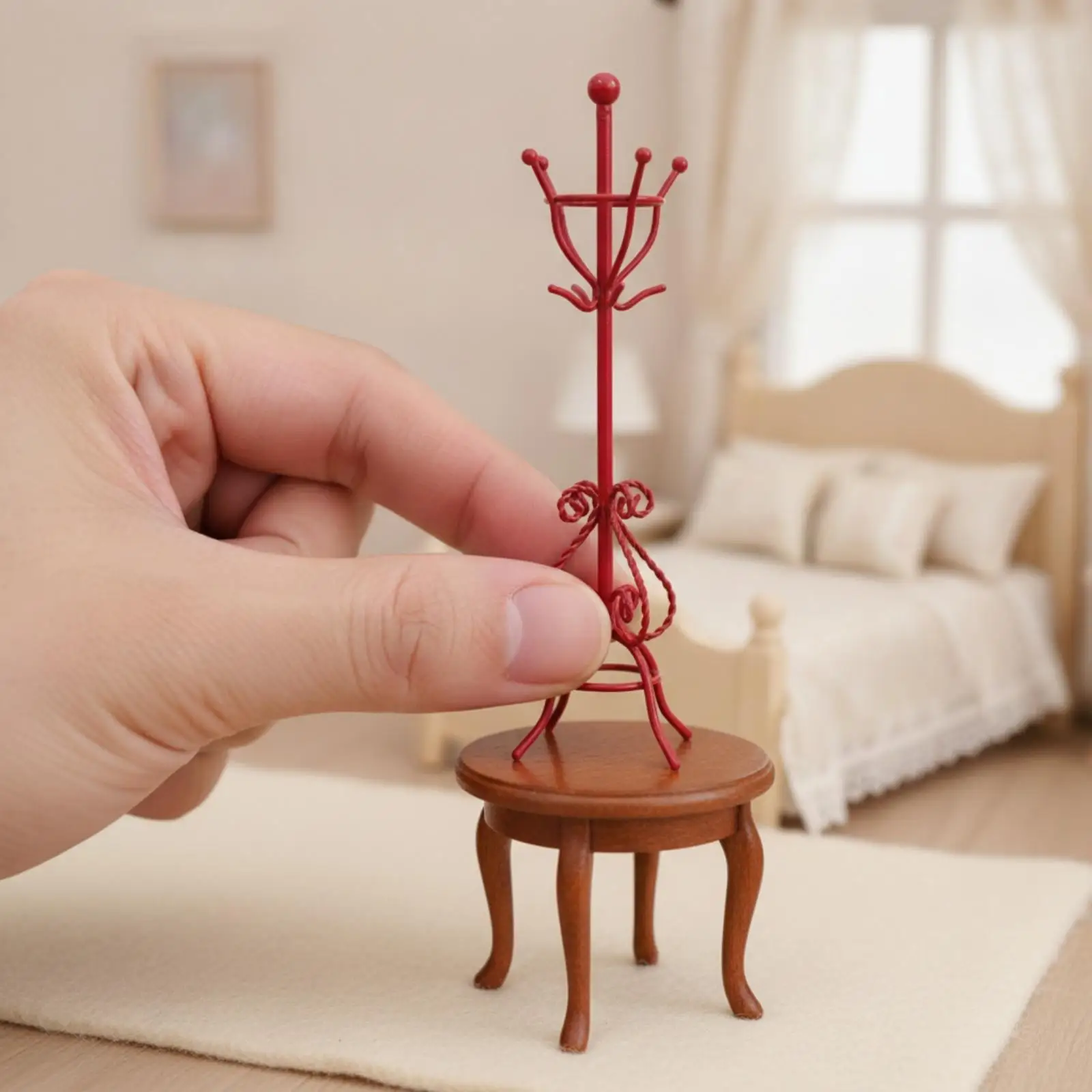 Miniature Coat Rack European-Style Dollhouse Coat Stand Decorative Miniature Clothes Hanger for Miniaturists, OB11 Room Scenes,
