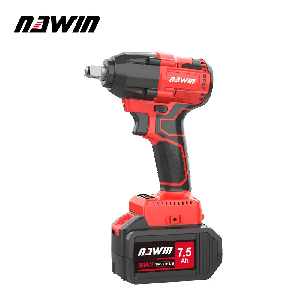 NAWIN Electric Impact Wrench 21V Brushless Li-Battery Hand Drill Installation Power Tools Variable Speed