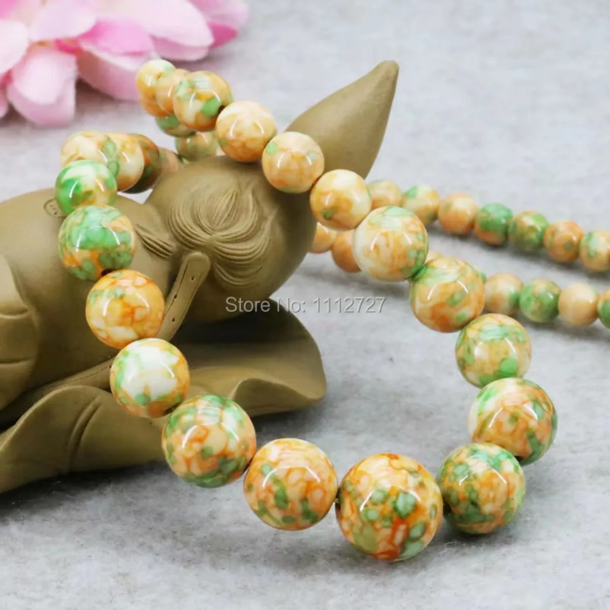 6-14mm Yellow Green Tower Necklace Chain Semi-precious Stone Riverstone Rain Flower Rainbow Fashion Jewelry for Women Girls Gift image 4
