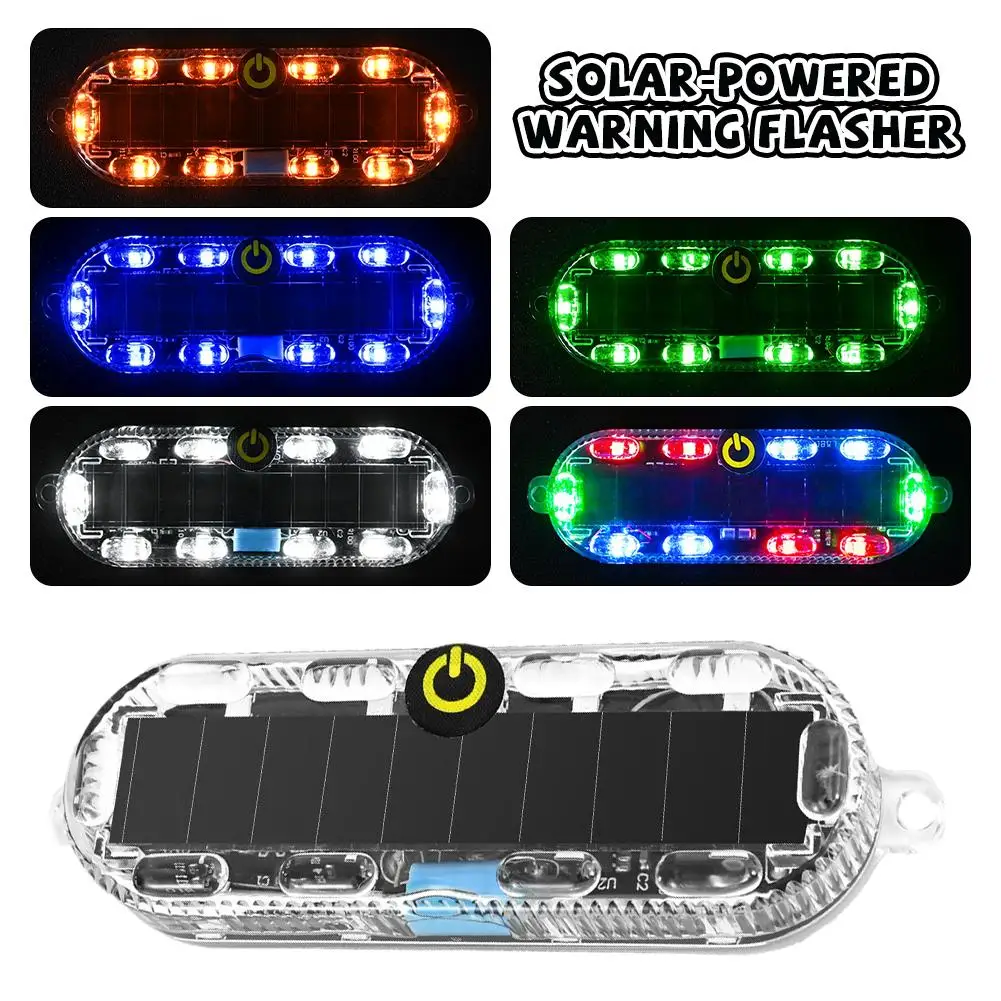 Motorcycle Electric Vehicle LED Car Tail Flashing Light 4/2/1Pcs Solar Warning Light Collision Prevention Universal Accessories